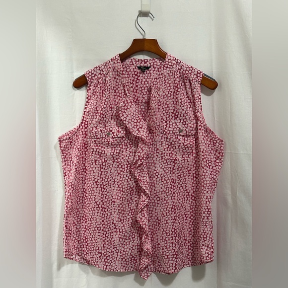 Milano Tops - Milano - Sleeveless Pink Patterned Ruffle Blouse